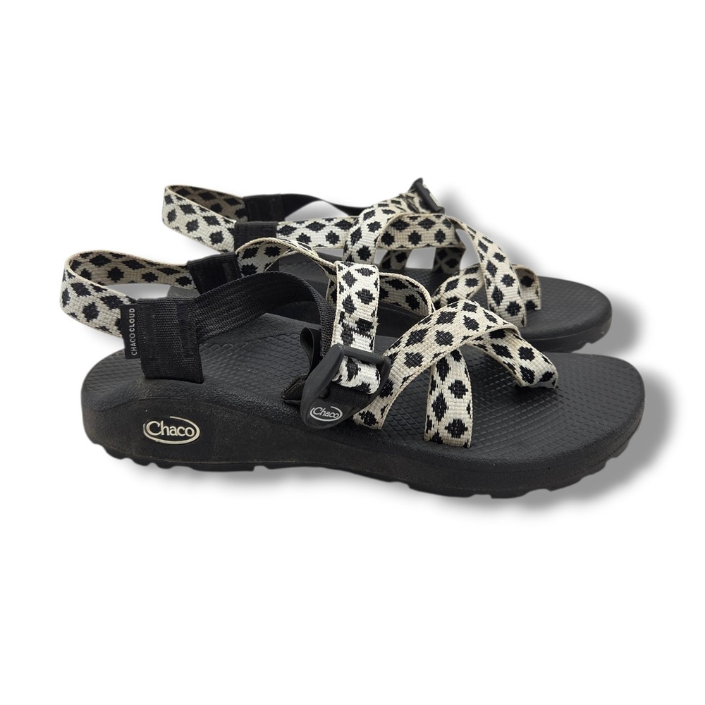 Chaco Z/Cloud 2 Sandals Womens 8 Quilt Black White Hiking Outdoor